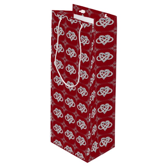 Weinbeutel für Infinity Heart Geschenktüte Für Weinflaschen (Vorderseite Schrägansicht)