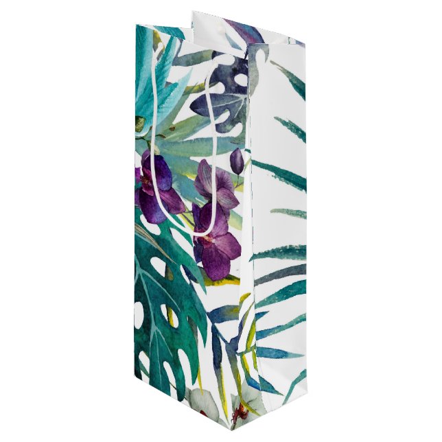 Weinbeutel - Tropischer Obstgarten Geschenktüte Für Weinflaschen (Vorderseite Schrägansicht)