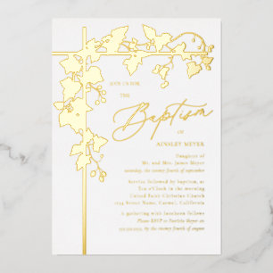 Weinblätter Gold Botanische Taufe Folieneinladung