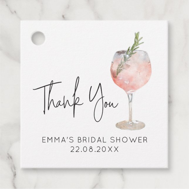 Weincocktail Rosa Brautparty Geschenkanhänger (Vorderseite)