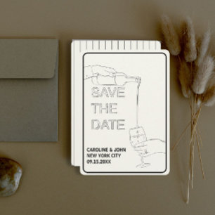 Weindoodle Hochzeit retten das Datum Einladung