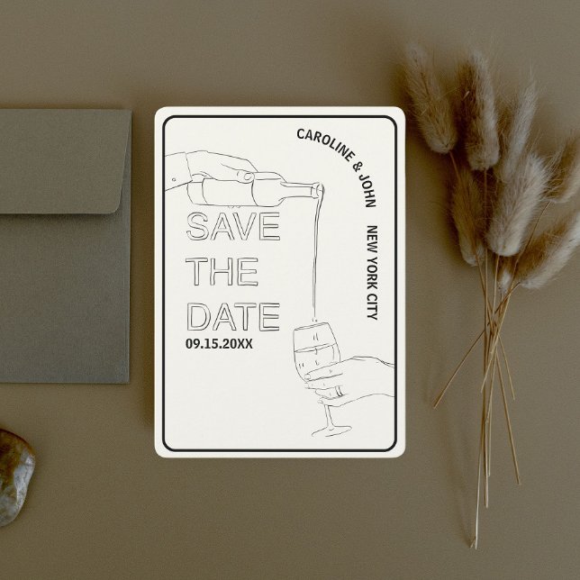 Weindoodle Hochzeit retten das Datum Einladung (Von Creator hochgeladen)