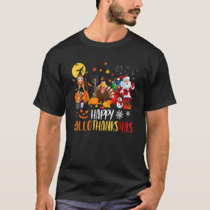 Weine Glass Thankgiving Happy Hallothanksmas 8 T-Shirt