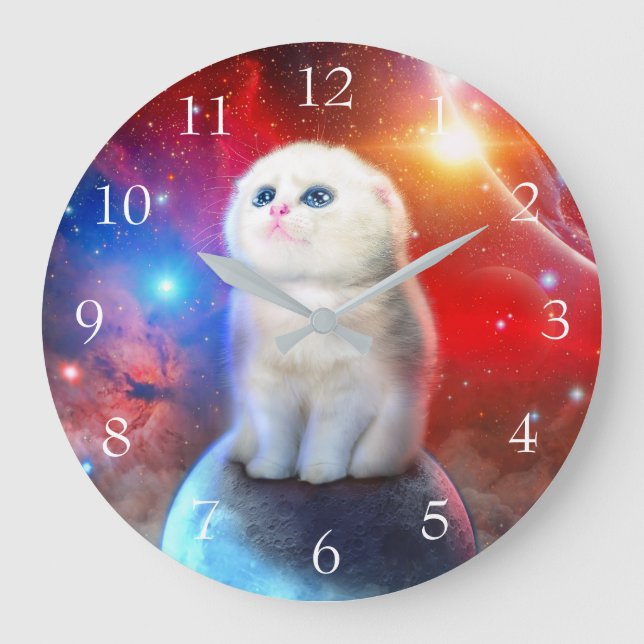 Weine im Weltraum Große Wanduhr (Vorderseite)