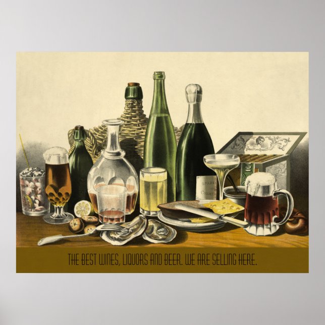 Weine, Liquoren und Bier Poster (Vorne)