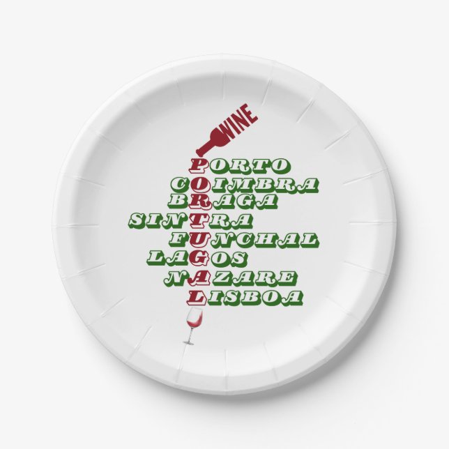 Weine Portugals Weine Pappteller (Vorderseite)