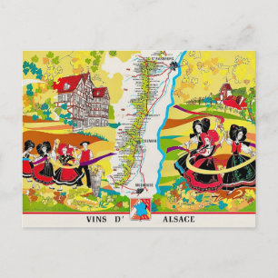 Weine von Elsass Jahrgangsübersichtskarte Postkarte