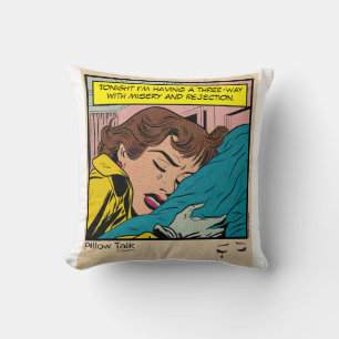 Weinende Frau Vintage Retro Romantik Comic-Panel Kissen