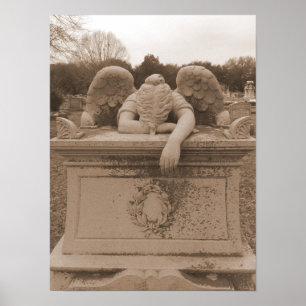 Weinender Engels-Plakat Sepia Poster