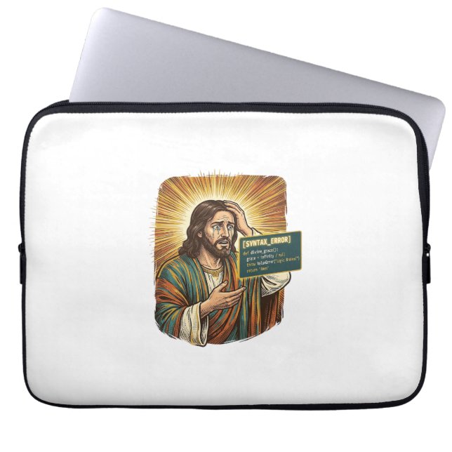 weinender Jesus Syntaxfehler Codierung Programmier Laptopschutzhülle (Vorderseite)