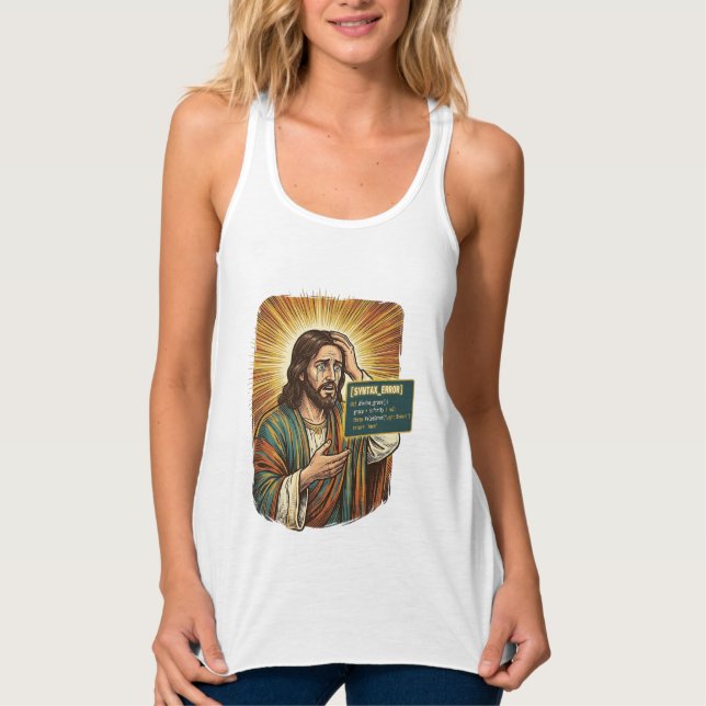 weinender Jesus Syntaxfehler Codierung Programmier Tank Top (Vorderseite)