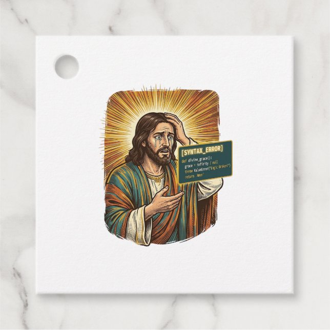 weinender Jesus Syntaxfehler Codierungsprogrammier Geschenkanhänger (Vorderseite)