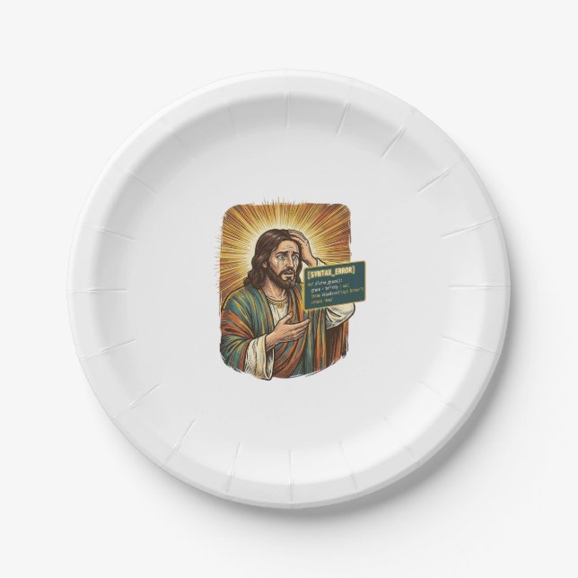 weinender Jesus Syntaxfehler Codierungsprogrammier Pappteller (Vorderseite)