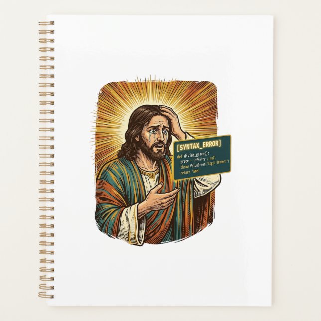 weinender Jesus Syntaxfehler Codierungsprogrammier Planer (Vorderseite)