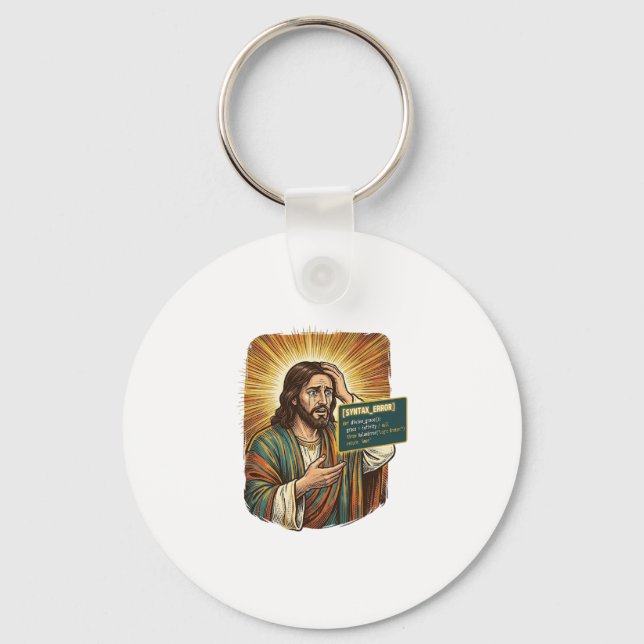 weinender Jesus Syntaxfehler Codierungsprogrammier Schlüsselanhänger (Vorderseite)