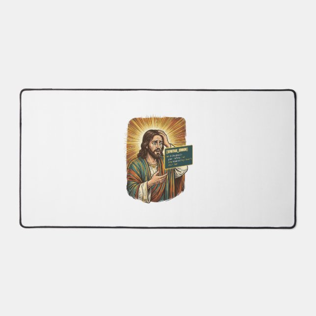 weinender Jesus Syntaxfehler Codierungsprogrammier Schreibtischunterlage (Vorderseite)