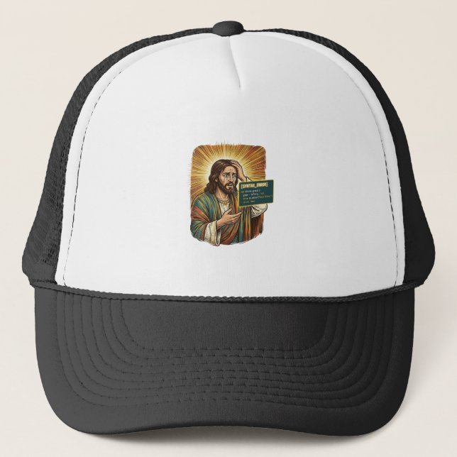 weinender Jesus Syntaxfehler Codierungsprogrammier Truckerkappe (Vorderseite)