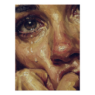 Weinendes Porträt-Ölgemälde — Texturierte Emotione Poster