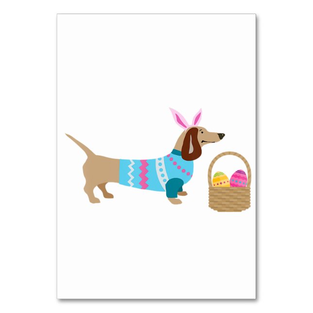 Weiner Daschund Easter  Doxie In Dog Tischnummer (Vorderseite)