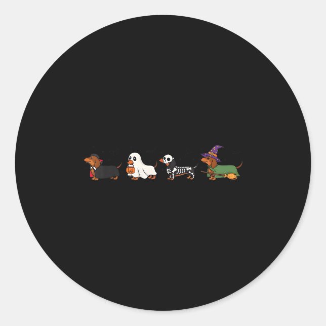 Weiner Dog Witch Happy Halloweenie Cute Halloween  Runder Aufkleber (Vorderseite)