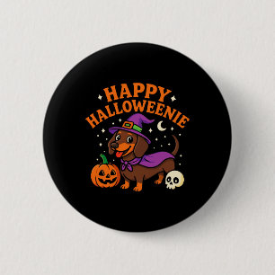 Weiner Dog Witch Happy Halloweenie Niedliches Hall Button