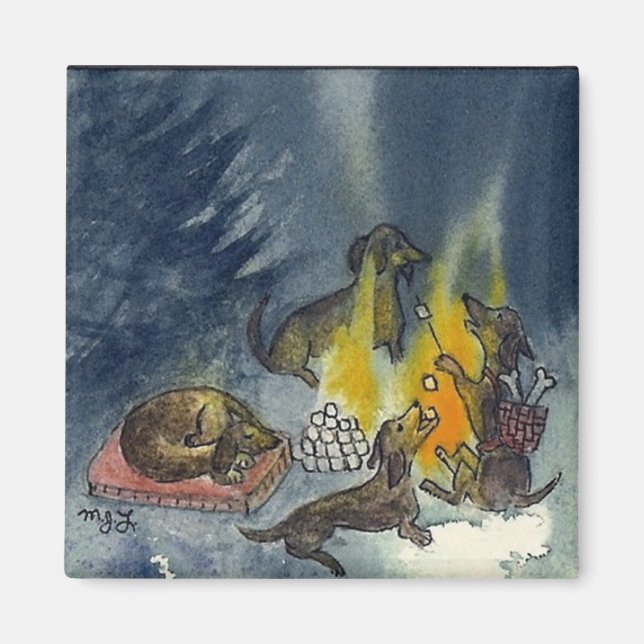 Weiner Dogs Camp Out Magnet (Vorne)