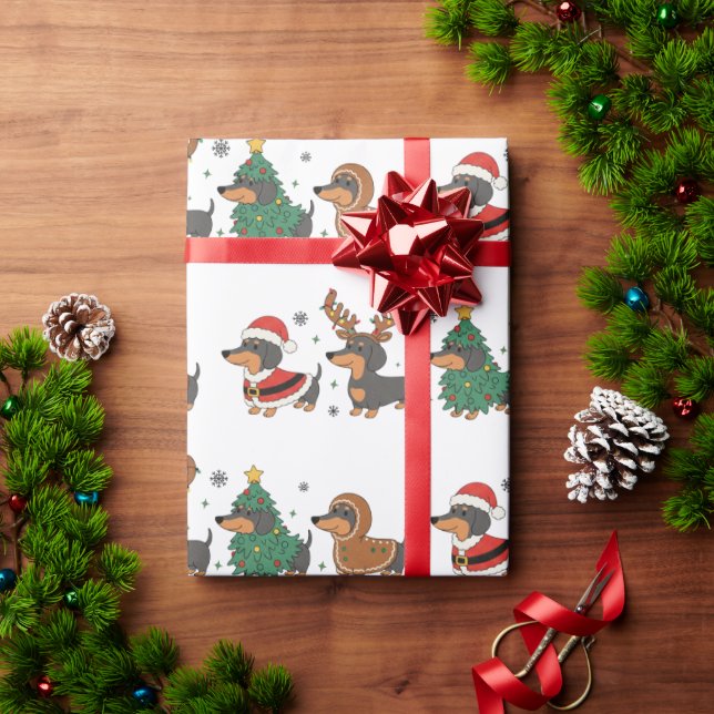 Weiner Dogs Christmas Holiday Wrapping Paper Geschenkpapier (Feiertagsgeschenk)