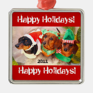 Weiner Hundeglückliche Feiertags-Verzierung Silbernes Ornament