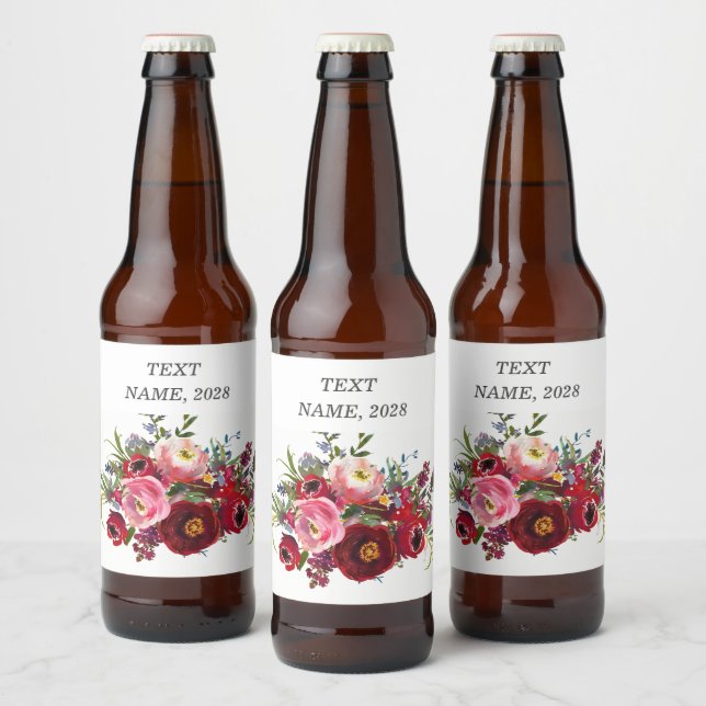 WEINETIKETT - Blumen Bierflaschenetikett (Flaschen)