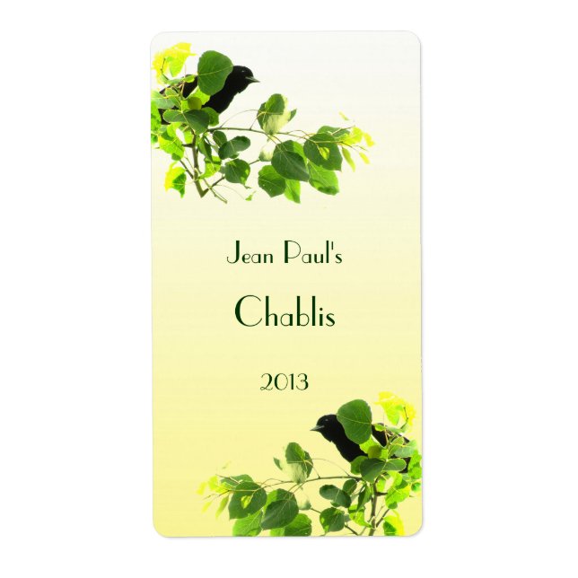 Weinetikett für Vögel (Vorne)