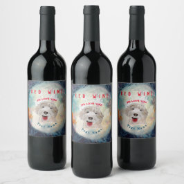 WEINETIKETT Niedliches Labradoodle Hund & Text
