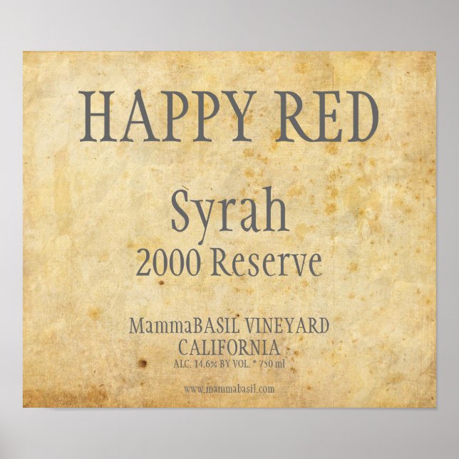 Weinetikett-Plakat Poster (Vorne)