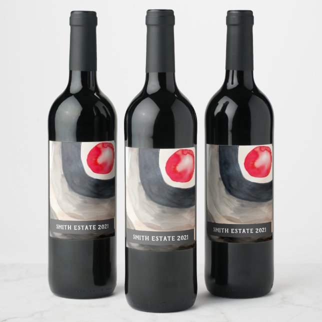 Weinetikett Sun abstrakte Aquarellweine (Flaschen)