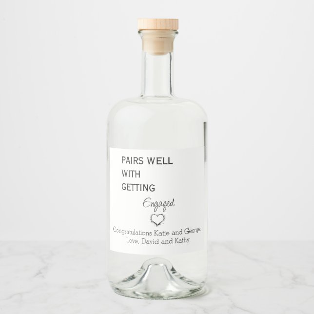 Weinetikett Verlobung Alkoholflaschenetikett (Vorderseite)