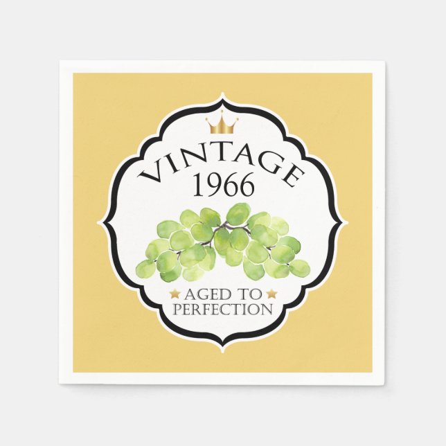 Weinetikett Vintages Geburtsjahr Serviette (Vorderseite)