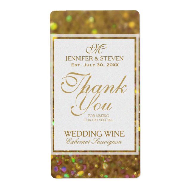 Weinetiketten Imitate Gold Glitzer (Vorne)