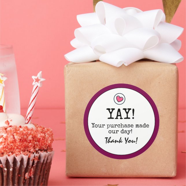 Weinfarbenes Retro mit Herzgeschäft Vielen Dank Runder Aufkleber (Party)