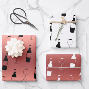 Weinfeuerpapier - Rose Gold Geschenkpapier Set