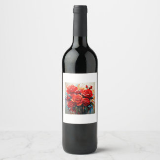 Weinflasche - Die Rote Rosen Kunstwerk Weinetikett