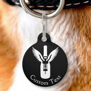 Weinflasche mit Flügeln und Korkenzieher Haustiermarke