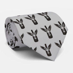 Weinflasche mit Flügeln und Korkenzieher Krawatte