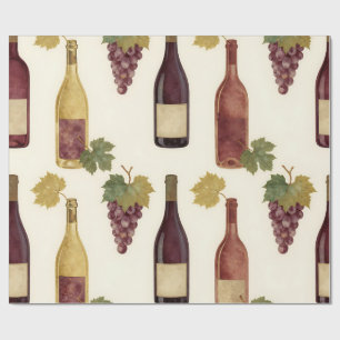 Weinflasche mit Weinrebenmuster im Vintage-Stil Geschenkpapier