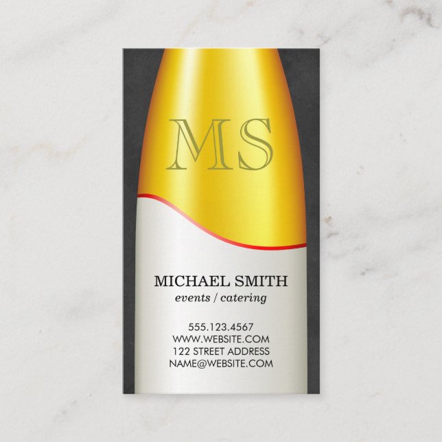 Weinflasche Monogramm Visitenkarte (Vorderseite)