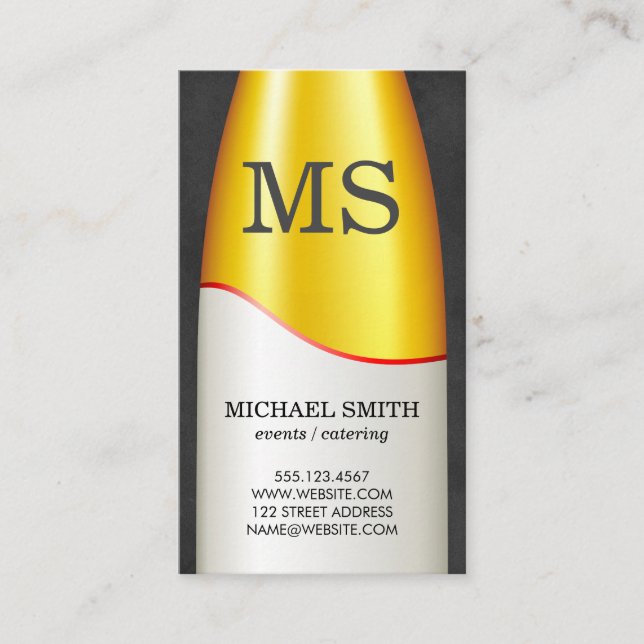 Weinflasche Monogramm Visitenkarte (Vorderseite)