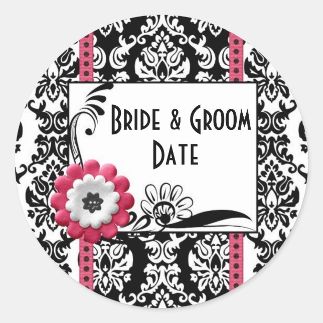 Weinflasche Schwarz und Weiß Hochzeitsmarken Runder Aufkleber (Vorderseite)