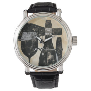 Weinflasche und Glas Armbanduhr