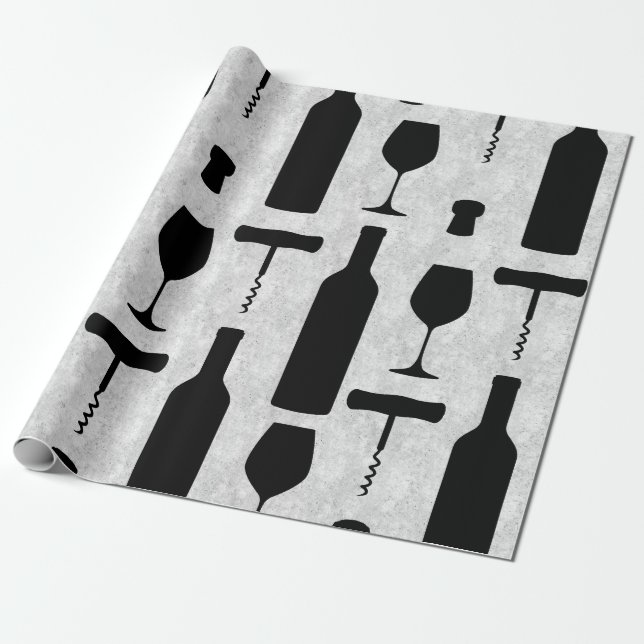 Weinflasche und Glas Geschenkpapier (Ungerollt)