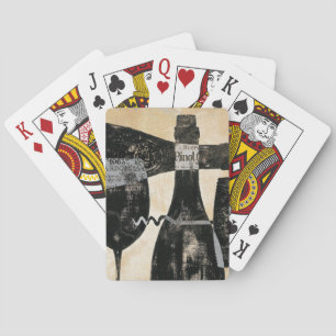 Weinflasche und Glas Spielkarten