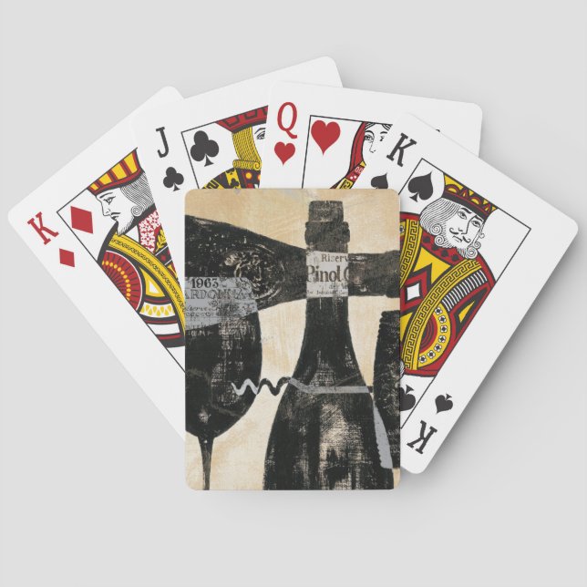 Weinflasche und Glas Spielkarten (Rückseite)