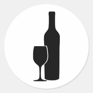 Weinflasche und -glas Vintnerikone Runder Aufkleber